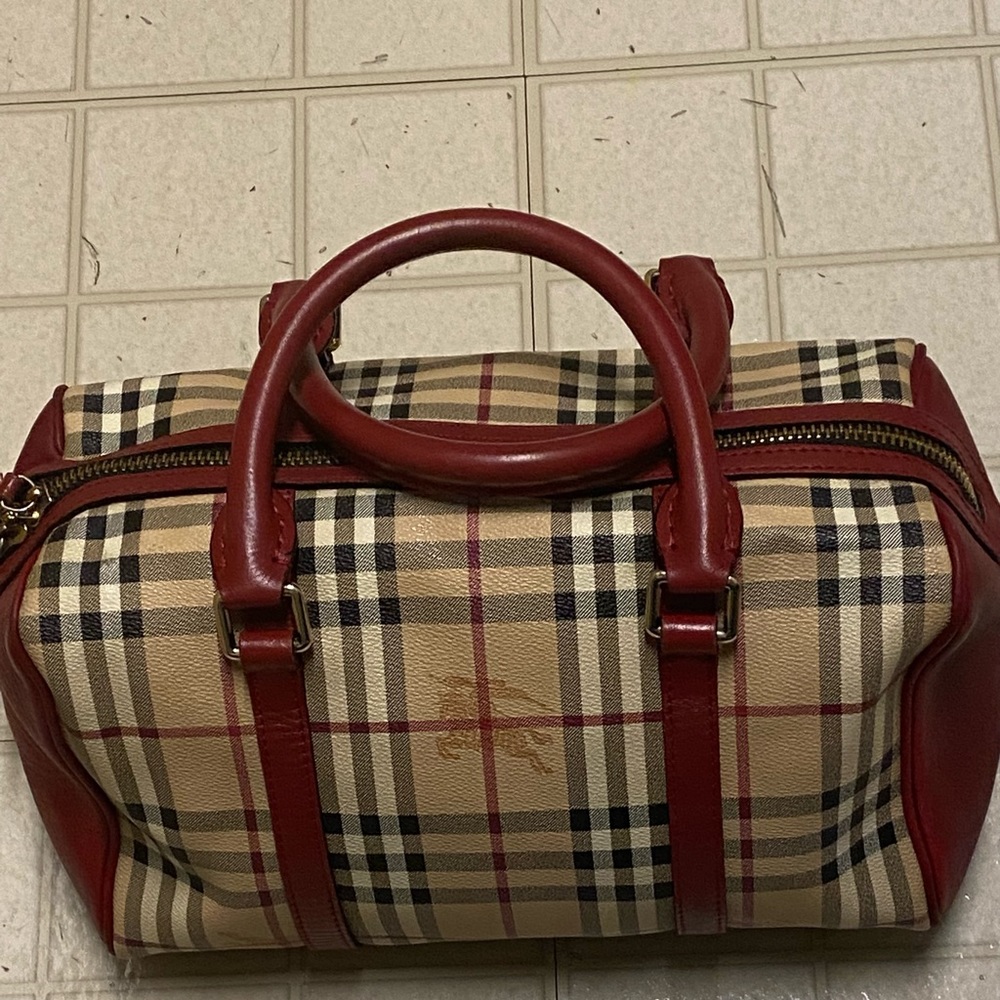 Authentic Red leather medium Burberry bag